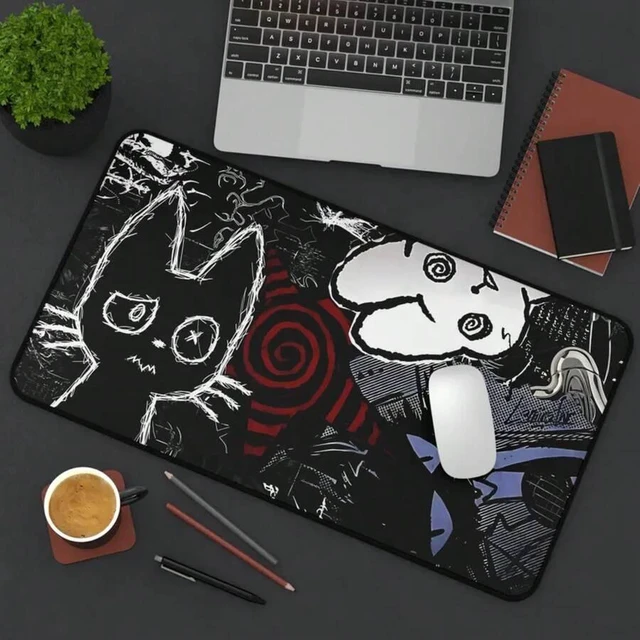 Alt view image 6 of 7 - Bks XL Dark Punk Anime Mousepad Neon Grunge Desk Pad Soft Fabric Anti-Slip Rubber Base for PC Gaming Setup