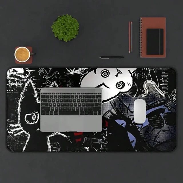 Alt view image 7 of 7 - Bks XL Dark Punk Anime Mousepad Neon Grunge Desk Pad Soft Fabric Anti-Slip Rubber Base for PC Gaming Setup