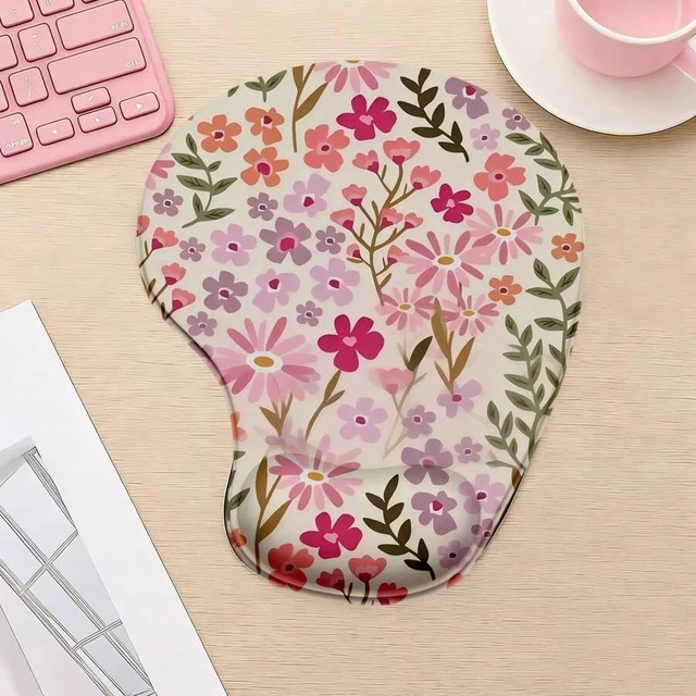 Alt view image 7 of 7 - Bks Desk Mat Ergonomic Wrist Rest Mouse Pad Silicone Nordic Style Floral Grass Green Leaves Office Desktop Decoration Gift