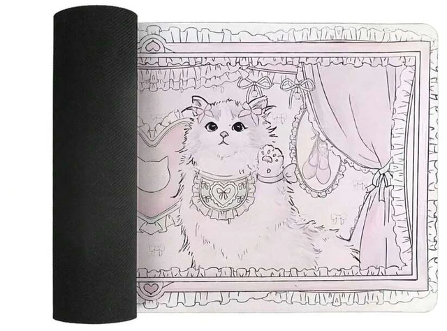Alt view image 5 of 6 - Bks Pink Cat Princess Mouse Pad 11.81x27.56 In, Extended Desk Mat Large Gaming Mouse Pad, Non-Slip Base For Office & Gaming Setup