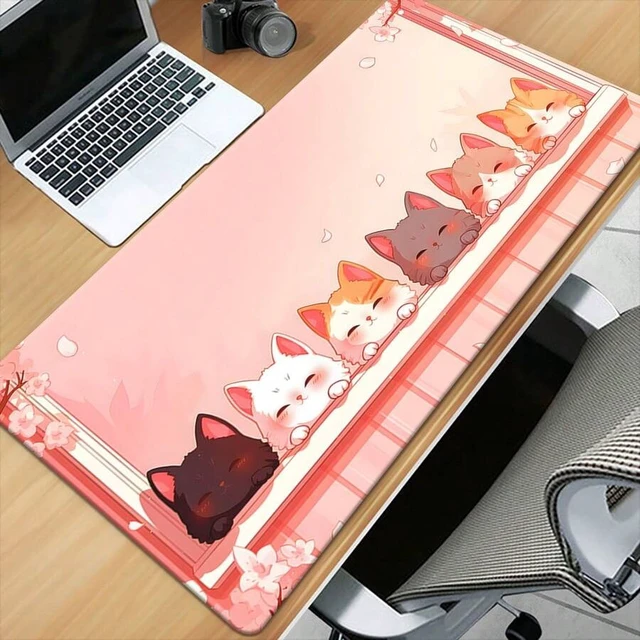 Alt view image 2 of 7 - Bks Anime Cat Mouse Pad Silicone Non-Slip Desktop Mat Gaming Keyboard Accessory Office Computer PC Gamer Laptop Mat Cute Design