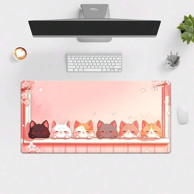Alt view image 4 of 7 - Bks Anime Cat Mouse Pad Silicone Non-Slip Desktop Mat Gaming Keyboard Accessory Office Computer PC Gamer Laptop Mat Cute Design