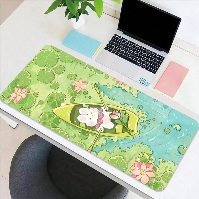 Main image of Bks Large Cartoon Rabbit Mouse Pad, 31.5x11.8 Inch Desk Mat, Rubber Base, Anti-Slip, Washable Surface, Gaming Office Laptop Keyboard