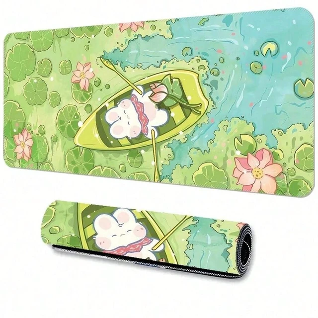 Alt view image 2 of 5 - Bks Large Cartoon Rabbit Mouse Pad, 31.5x11.8 Inch Desk Mat, Rubber Base, Anti-Slip, Washable Surface, Gaming Office Laptop Keyboard