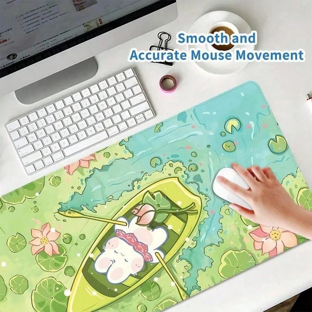 Alt view image 3 of 5 - Bks Large Cartoon Rabbit Mouse Pad, 31.5x11.8 Inch Desk Mat, Rubber Base, Anti-Slip, Washable Surface, Gaming Office Laptop Keyboard