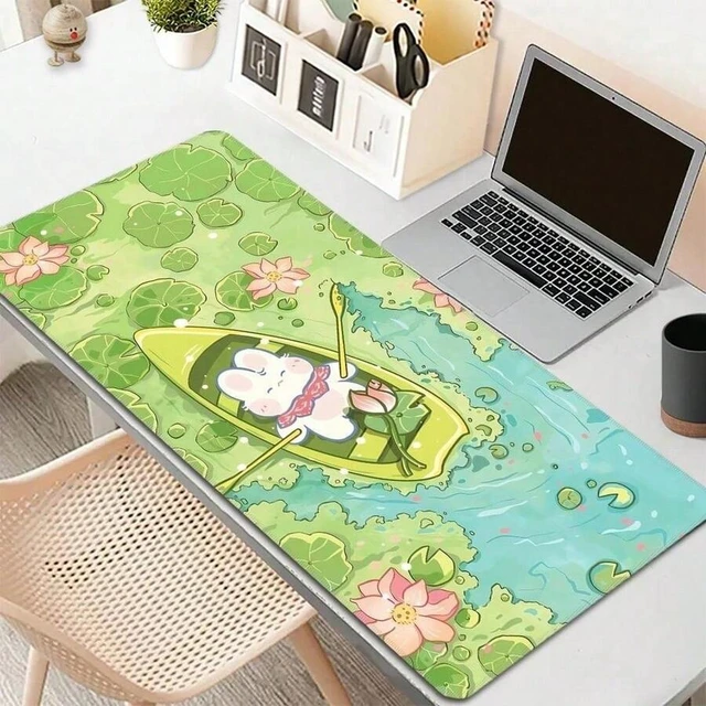 Alt view image 5 of 5 - Bks Large Cartoon Rabbit Mouse Pad, 31.5x11.8 Inch Desk Mat, Rubber Base, Anti-Slip, Washable Surface, Gaming Office Laptop Keyboard