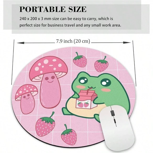 Alt view image 5 of 7 - Bks Round Mouse Pad Pink Mushroom Strawberry Design Aesthetic Preppy Office Laptop Wireless Travel Small Portable Gaming Desk Mat