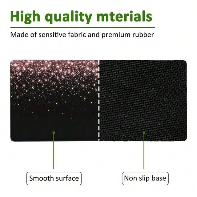 Alt view image 2 of 6 - Bks Rose Gold Glitter Gaming Mouse Pad XXL Large Desk Mat With Stitched Edges Waterproof Non-Slip For Laptop Keyboard Computer