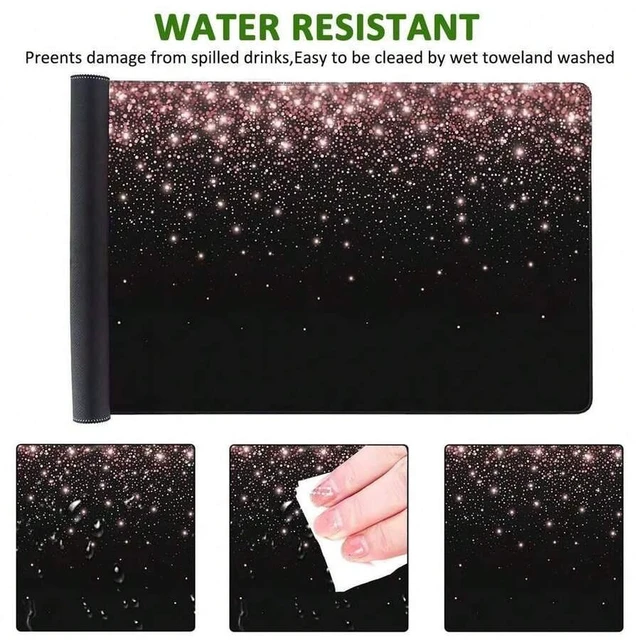 Alt view image 3 of 6 - Bks Rose Gold Glitter Gaming Mouse Pad XXL Large Desk Mat With Stitched Edges Waterproof Non-Slip For Laptop Keyboard Computer