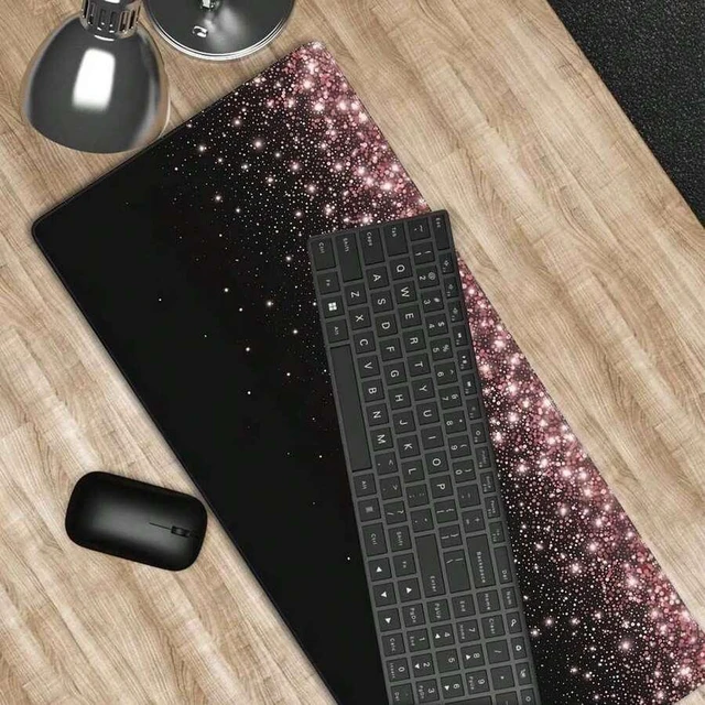 Alt view image 5 of 6 - Bks Rose Gold Glitter Gaming Mouse Pad XXL Large Desk Mat With Stitched Edges Waterproof Non-Slip For Laptop Keyboard Computer