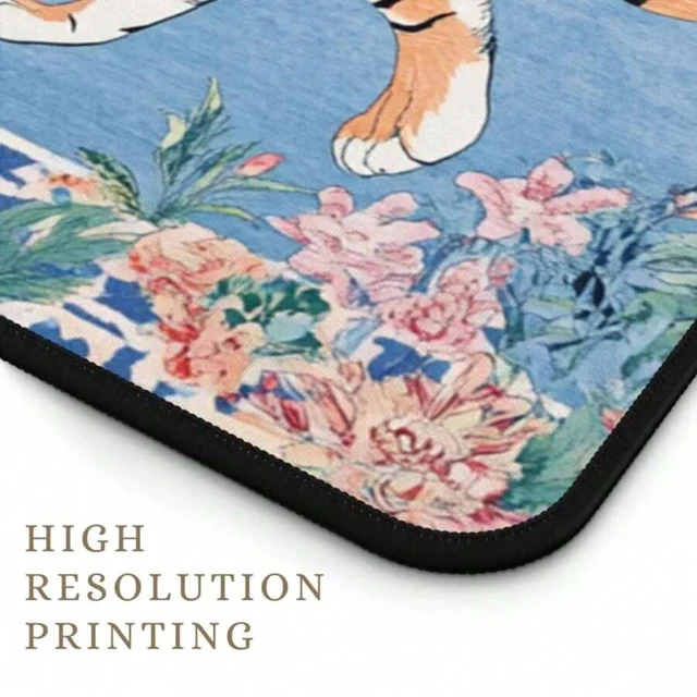 Alt view image 7 of 7 - Bks Vintage Tiger Floral Desk Mat, Cottagecore Office And Gaming Desk Accessories, Aesthetic Keyboard Mouse Pad, Gifts For Her, Girl Gamer