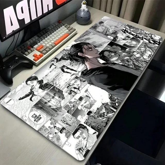 Alt view image 2 of 7 - Bks 11.81x27.56in Anime Eren Yeager Mouse Pad Gaming Desk Mat Anti-Slip Waterproof Rubber Surface for Laptop PC