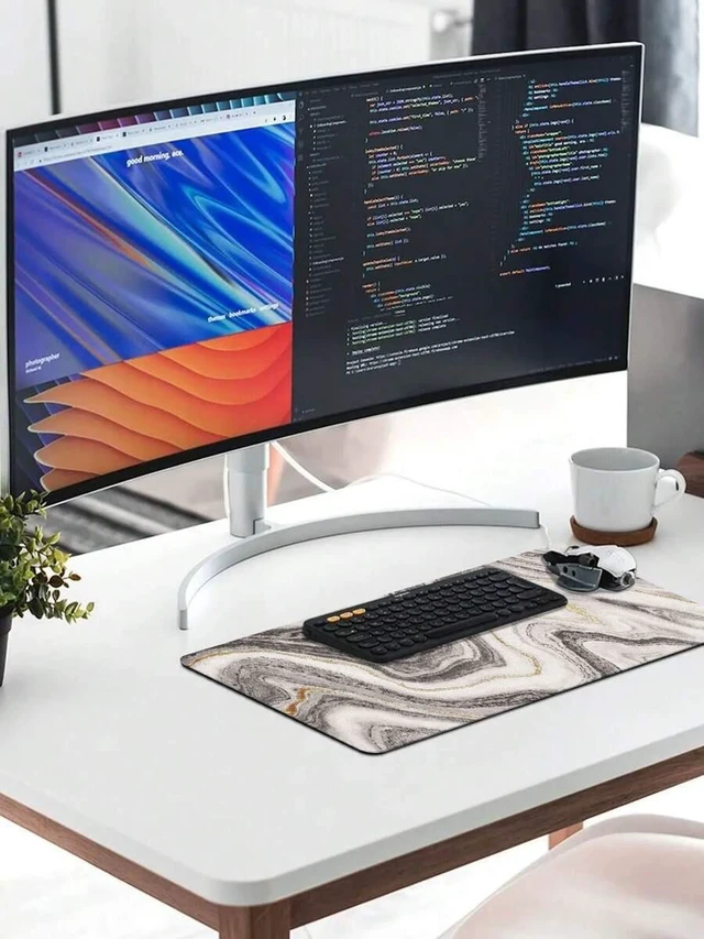 Alt view image 2 of 6 - Bks Grey XXL Desk Mat Large Mouse Pad 35.43 x 15.75 Inch Extended Gaming Desktop Pad Non-Slip Rubber Base High Density Fabric Surface