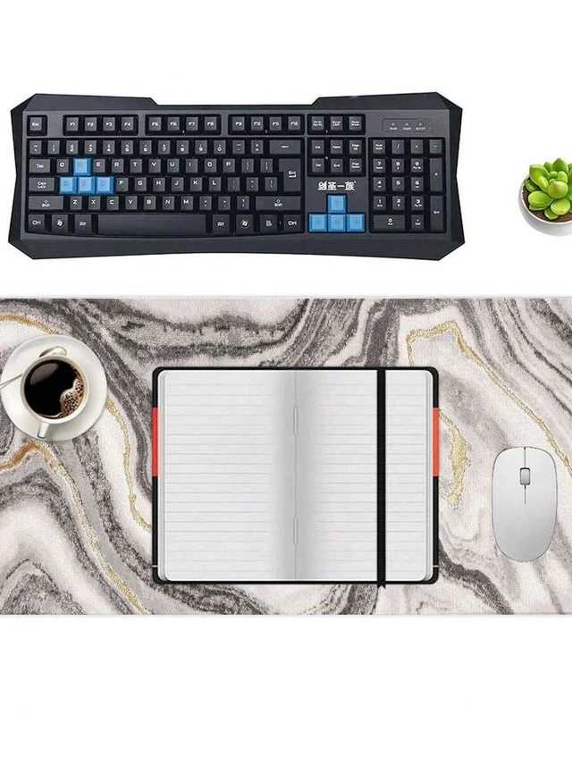 Alt view image 6 of 6 - Bks Grey XXL Desk Mat Large Mouse Pad 35.43 x 15.75 Inch Extended Gaming Desktop Pad Non-Slip Rubber Base High Density Fabric Surface
