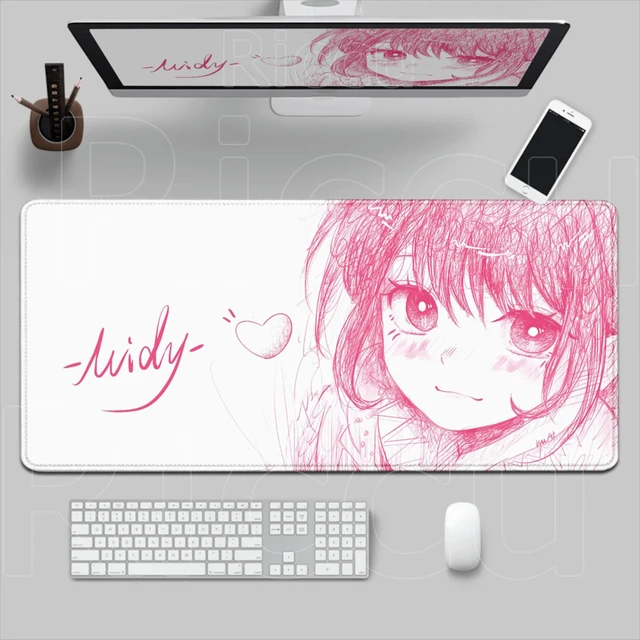 Alt view image 2 of 7 - Bks Large Pink Gaming Mouse Pad for PC Computer Office Desk Non-Slip Rubber Base Polyester Surface with Precision Locking Edges