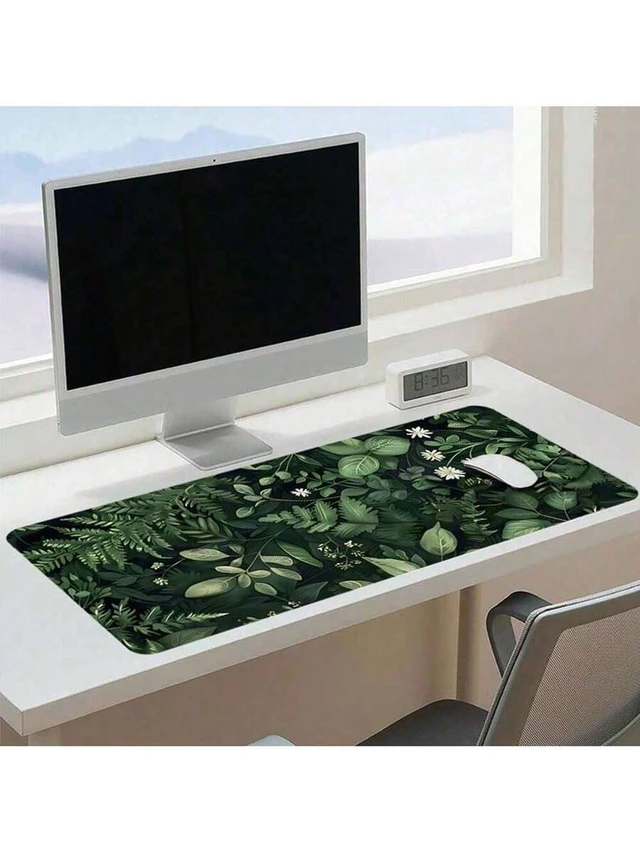 Alt view image 3 of 5 - Bks Green Plant Leaf Oversized Mouse Pad 80x30cm HD Print Non-Slip Rubber Base Washable Extended Gaming Mat for PC Laptop