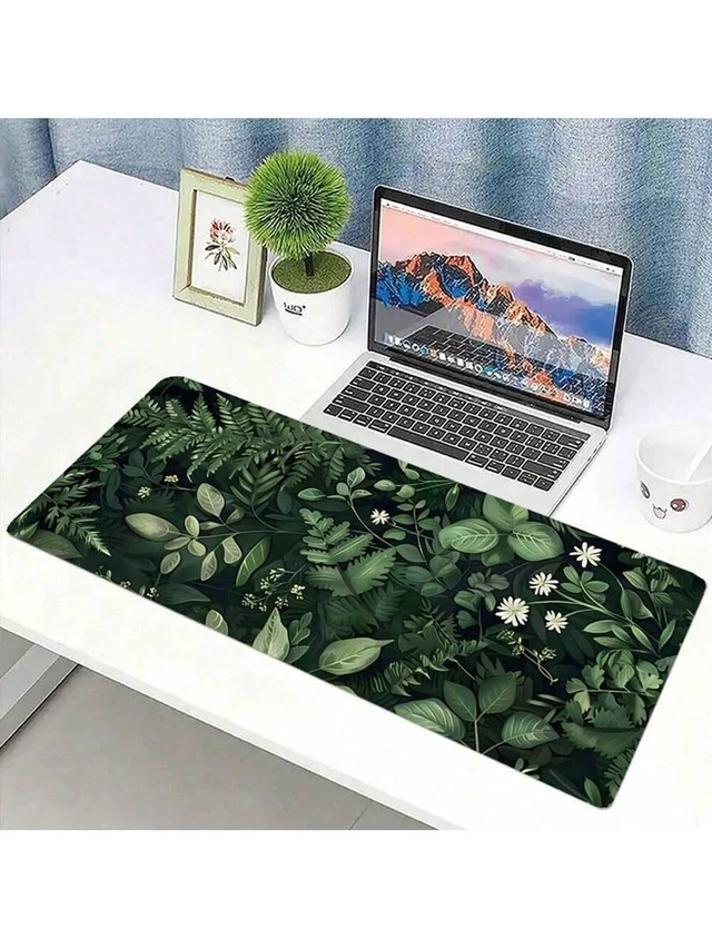 Alt view image 2 of 5 - Bks Green Plant Leaf Oversized Mouse Pad 80x30cm HD Print Non-Slip Rubber Base Washable Extended Gaming Mat for PC Laptop