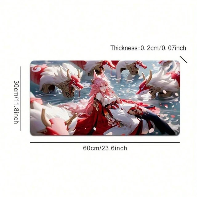 Main image of Bks Gaming Mouse Pad With HD Anime Artwork Thick Soft Premium Natural Rubber Stitched Edges Non-Slip Base For Computers Keyboards Gamer Gift