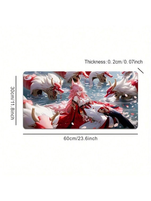 Alt view image 2 of 7 - Bks Gaming Mouse Pad With HD Anime Artwork Thick Soft Premium Natural Rubber Stitched Edges Non-Slip Base For Computers Keyboards Gamer Gift