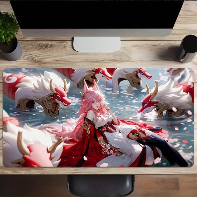 Alt view image 5 of 7 - Bks Gaming Mouse Pad With HD Anime Artwork Thick Soft Premium Natural Rubber Stitched Edges Non-Slip Base For Computers Keyboards Gamer Gift