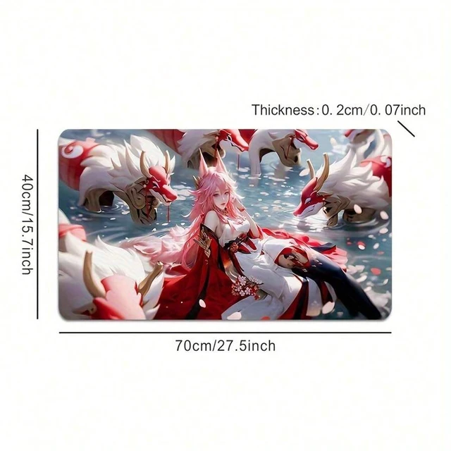 Alt view image 6 of 7 - Bks Gaming Mouse Pad With HD Anime Artwork Thick Soft Premium Natural Rubber Stitched Edges Non-Slip Base For Computers Keyboards Gamer Gift