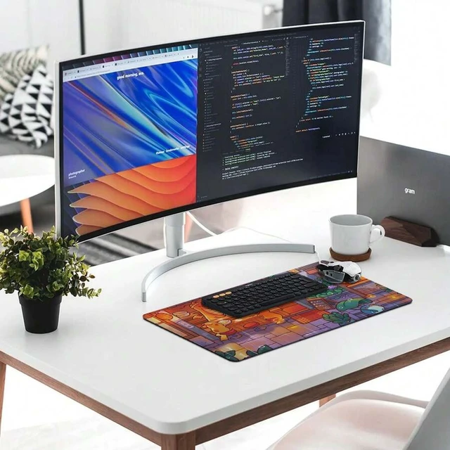 Alt view image 2 of 6 - Bks XL Gaming Mouse Pad 11.81x27.56in Ramen Shop Design Non-Slip Desk Mat for Office and Home