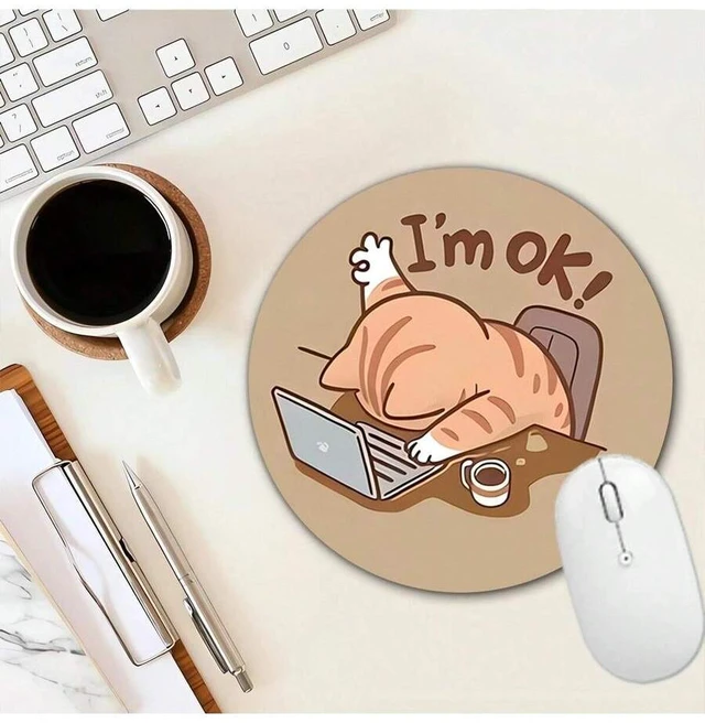Alt view image 3 of 6 - Bks Circular Mouse Pad 20x20cm Anti Slip Rubber Base Cute Design for Office Home Study Gaming Laptop Desk Travel