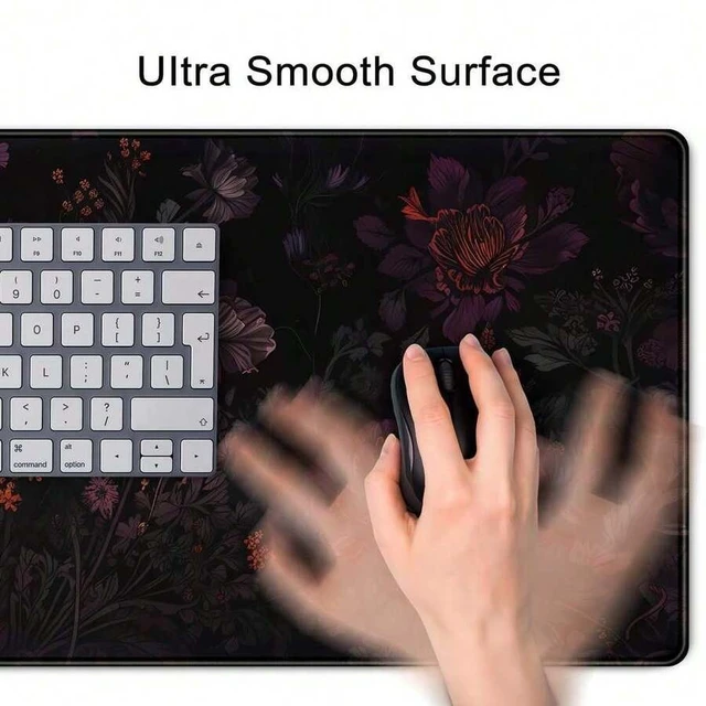 Alt view image 5 of 5 - Bks Dark Cottagecore Desk Mat Black Purple Flower XL Mouse Pad Large Gaming Mousepad Extended Vintage Aesthetic Desk Pad Keyboard Mouse Mat For Work Game Office Decor
