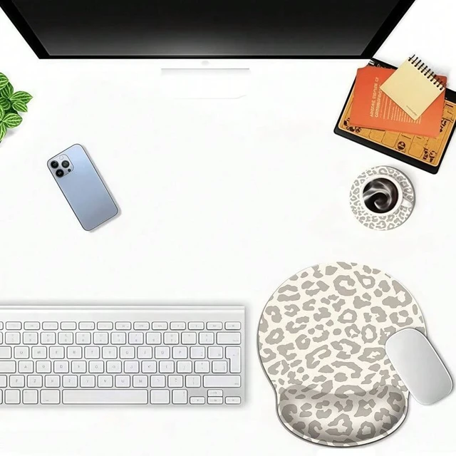 Alt view image 4 of 6 - Bks Ergonomic Mouse Pad Leopard Print Design 25x23cm Non-Slip Surface for Office Home Desk Computer Accessories