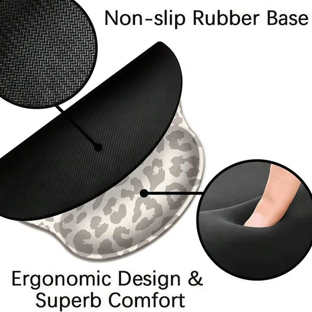Alt view image 5 of 6 - Bks Ergonomic Mouse Pad Leopard Print Design 25x23cm Non-Slip Surface for Office Home Desk Computer Accessories