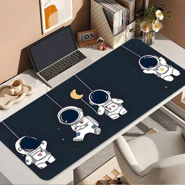 Alt view image 3 of 6 - Bks 60cm*35cm*3mm Gaming Mouse Pad With Cute Q-Version Anime Astronauts - Non-Slip Rubber Base, Washable Surface & Space-Themed Desk Mat