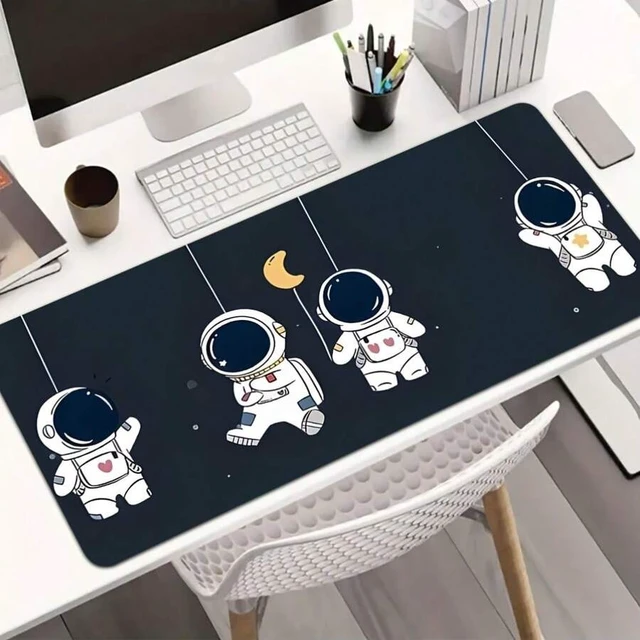 Alt view image 4 of 6 - Bks 60cm*35cm*3mm Gaming Mouse Pad With Cute Q-Version Anime Astronauts - Non-Slip Rubber Base, Washable Surface & Space-Themed Desk Mat