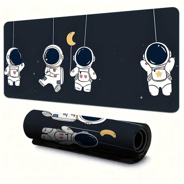 Alt view image 6 of 6 - Bks 60cm*35cm*3mm Gaming Mouse Pad With Cute Q-Version Anime Astronauts - Non-Slip Rubber Base, Washable Surface & Space-Themed Desk Mat