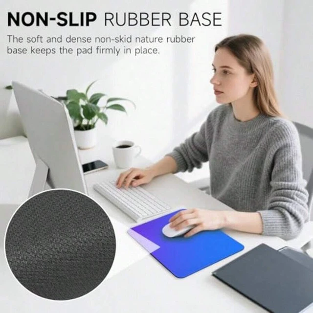 Alt view image 5 of 7 - Bks Blue Purple Gradient Mouse Pad with Stitched Edges 10.2 x 8.3 Inch Smooth Washable Mat Non-Slip Base for Laptop Computer Office