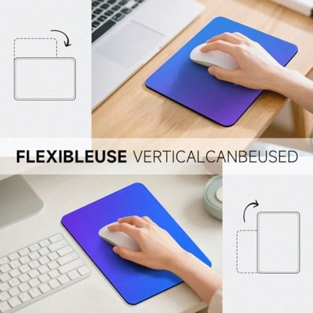 Alt view image 4 of 7 - Bks Blue Purple Gradient Mouse Pad with Stitched Edges 10.2 x 8.3 Inch Smooth Washable Mat Non-Slip Base for Laptop Computer Office
