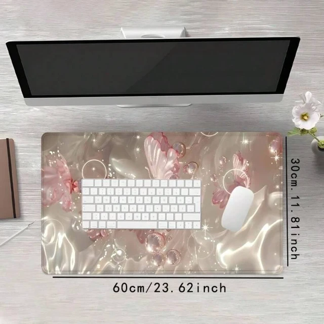 Alt view image 3 of 3 - Bks Butterfly Pattern Large Mouse Pad, Non-Slip Rubber Base Stitched Edge Desk Mat for Laptop Desktop Office Gaming
