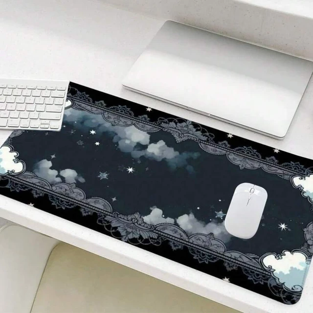 Main image of Bks Gothic Retro Window Cloud Scenery Mouse Pad, Rectangle Gaming Desk Mat, Non-Slip Rubber Base Stitched Edge for Home Office Game Room