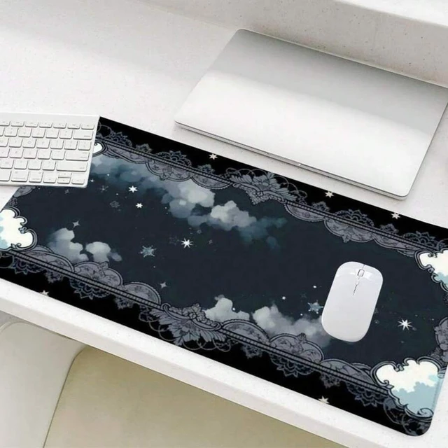 Alt view image 2 of 5 - Bks Gothic Retro Window Cloud Scenery Mouse Pad, Rectangle Gaming Desk Mat, Non-Slip Rubber Base Stitched Edge for Home Office Game Room