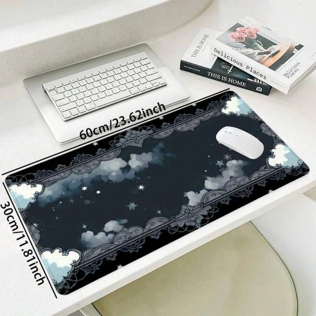 Alt view image 3 of 5 - Bks Gothic Retro Window Cloud Scenery Mouse Pad, Rectangle Gaming Desk Mat, Non-Slip Rubber Base Stitched Edge for Home Office Game Room