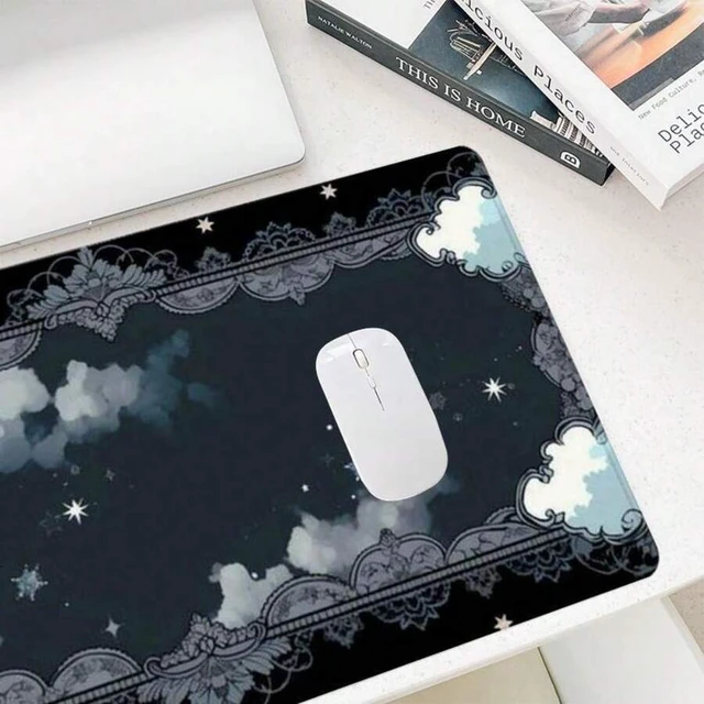 Alt view image 4 of 5 - Bks Gothic Retro Window Cloud Scenery Mouse Pad, Rectangle Gaming Desk Mat, Non-Slip Rubber Base Stitched Edge for Home Office Game Room