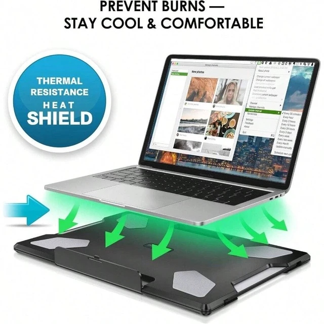 Alt view image 4 of 7 - Bks Portable Laptop Lap Desk with Retractable Mouse Pad, Stable Comfortable Tray for Bed Couch Travel Home Office