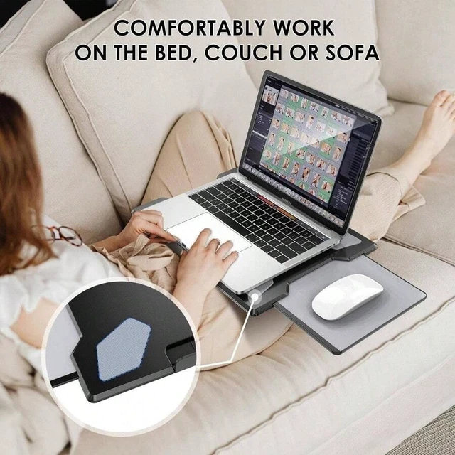 Alt view image 7 of 7 - Bks Portable Laptop Lap Desk with Retractable Mouse Pad, Stable Comfortable Tray for Bed Couch Travel Home Office