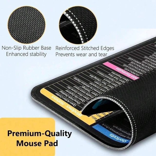 Alt view image 4 of 6 - Bks Excel Shortcut Mouse Pad 11.8x9.8 Inch Waterproof Non-Slip Office Gaming Desk Mat Stitched Edges