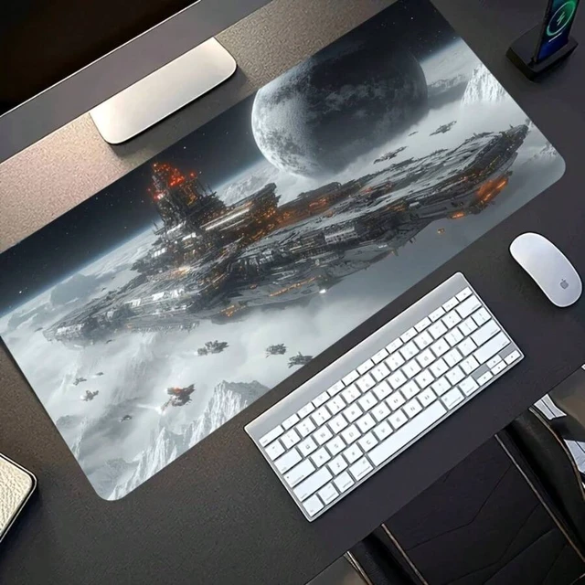 Alt view image 3 of 5 - Bks Extra Large 60cm x 35cm x 3mm Gaming Mouse Pad, Space Battleship Art Design, Non-Slip Washable Rubber Backed Desk Mat for Computer Office Desktop Decoration