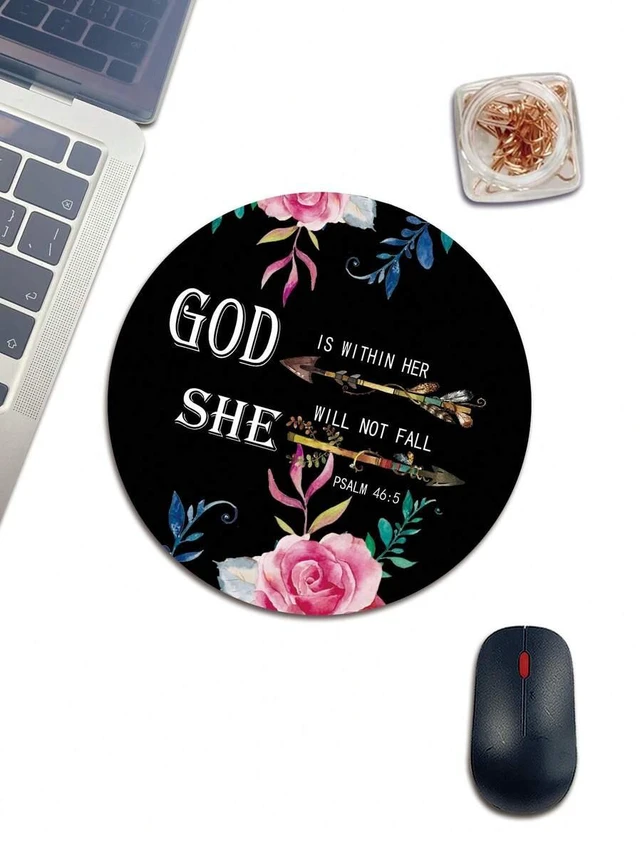 Main image of Bks Round Rubber Mouse Pad With Flower Pattern, 20cm Diameter, Suitable For Gaming And Office
