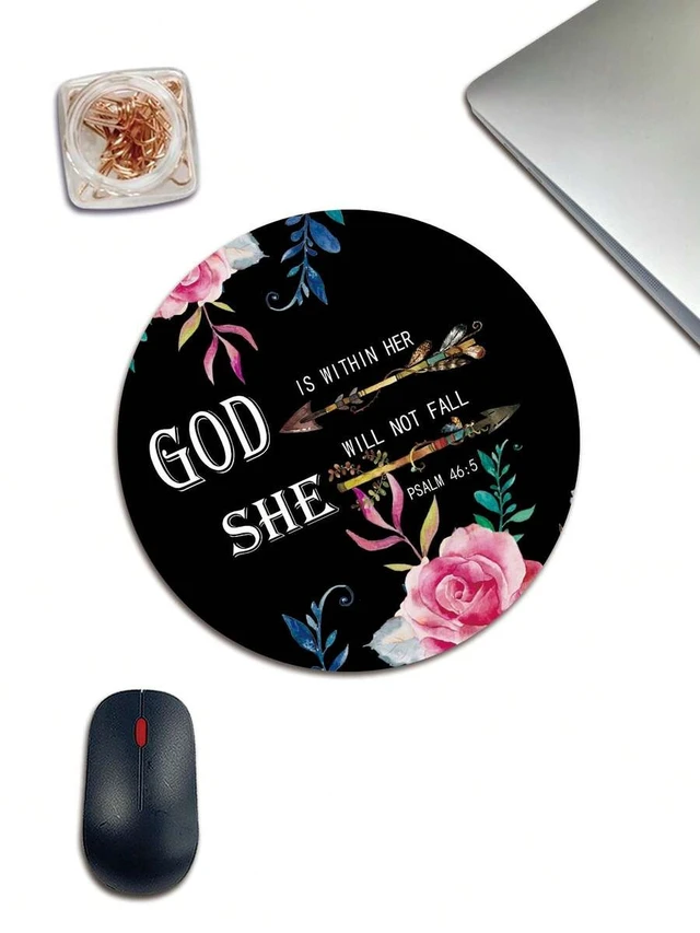 Alt view image 2 of 3 - Bks Round Rubber Mouse Pad With Flower Pattern, 20cm Diameter, Suitable For Gaming And Office