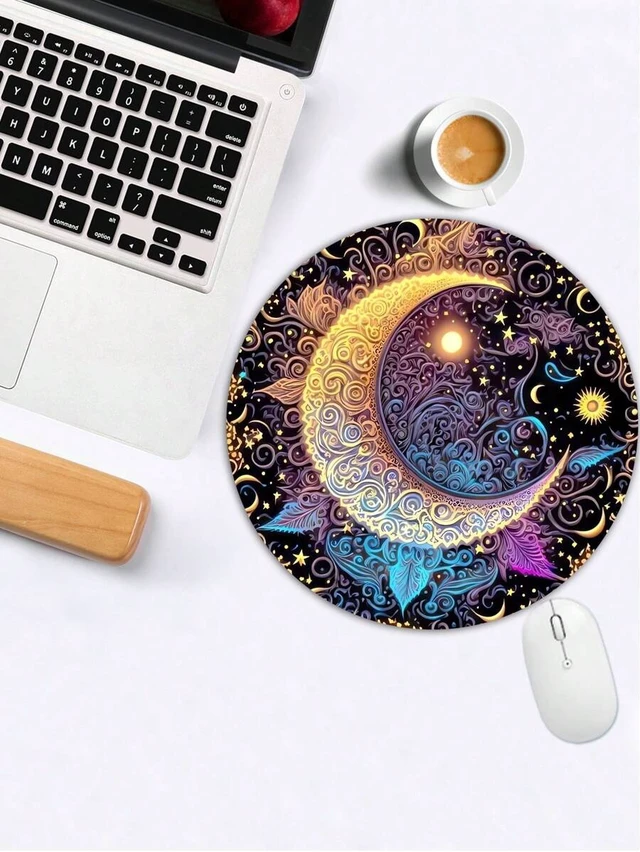 Alt view image 3 of 7 - Bks Round Mouse Pad, High-Quality Lycra Cloth Surface, Thick Customizable Design, Washable Non-Slip Rubber Base for Wireless Computer