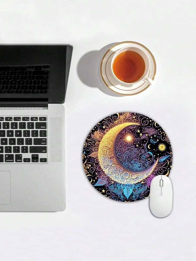 Alt view image 4 of 7 - Bks Round Mouse Pad, High-Quality Lycra Cloth Surface, Thick Customizable Design, Washable Non-Slip Rubber Base for Wireless Computer