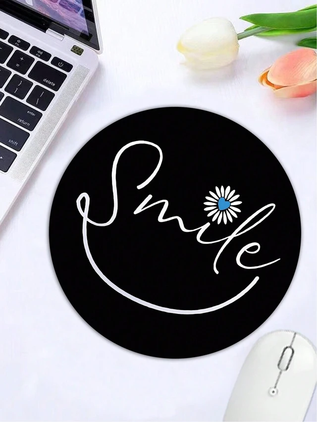 Alt view image 3 of 5 - Bks Round Mouse Pad, Thick Customizable Texture Lycra Cloth Washable Anti-Slip Rubber Base Creative Personalized Wireless Computer