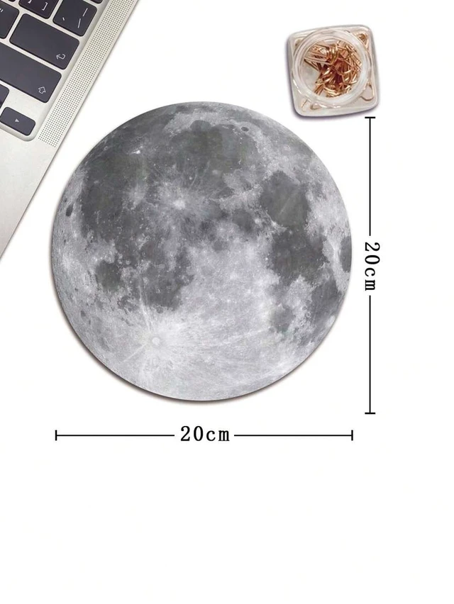 Alt view image 3 of 3 - Bks Round Rubber Mouse Pad Moon Pattern Non-Slip Base for Laptop and PC
